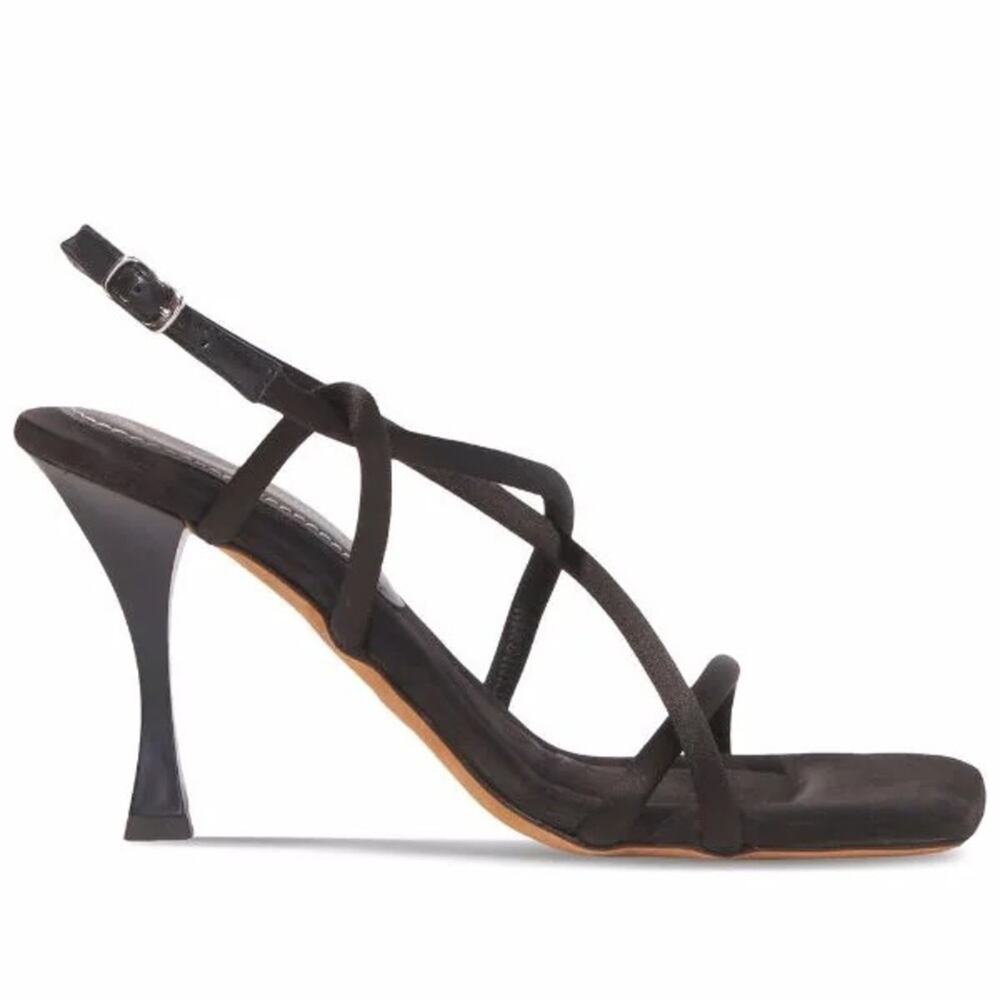 Proenza Schouler Square Strappy Sandals 90mm heels sandal black crossover satin